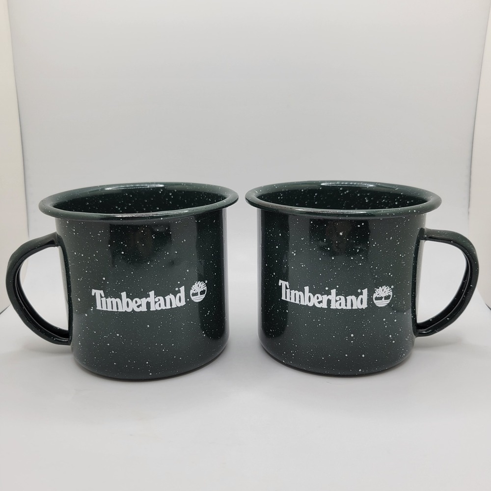 Timberland Enamel Camping Mug Set Green Speckled Cinsa Outdoor Coffee Cup Rustic